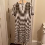 Whit Striped Sweater Dress with Leaf Size S White Photo 1