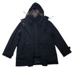 Gallery  Rain Coat Jacket Womens XL Black Hooded Full Zip Photo 1