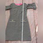 Lilly Pulitzer  Dress Women's Size  XS Alden Striped Bell Sleeve Black White Photo 6