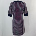 Juicy Couture Geo Knit Dress Front Slits Short Sleeve Mini Navy Pink Size Medium Photo 9