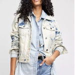 Free People Rumors Jones Bleach Tie Dye Blue Denim Jean Jacket Size Small NWT Photo 0