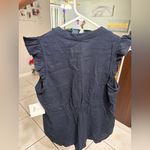 Ellen Tracy  Midnight Blue Ruffle Blouse Photo 2