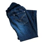 Motherhood Maternity Womens  Dark Wash Half Panel Denim Jean Capris - Sz 1X Photo 1