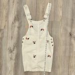 Forever 21  White Floral Denim Overalls Dress 100% Cotton Shortalls Skirt Size M Photo 2