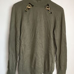 NEW Michael Kors Mock Neck Long Sleeve Sweater Cutout Front Olive Green Size L Size L Photo 0