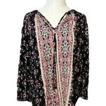 Mason & Belle  Top Womens Small Black Red Floral Boho Peasant
Stretchy Blouse Photo 3