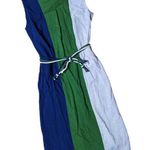 Vtg 1960s Stacy Ames Blue Green Color Block Knee Length Belted Sheath Dress S 4 Photo 0