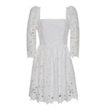 Cara Cara Hart Eyelet Dress Cotton Square Neck Mini Dress Brodererie White Size 4 Photo 6