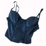 Corset Underwire Tank Top Biker Goth Whimsy Size Small Zip Up Back Adjustable Black Photo 0