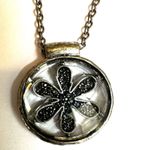 Lucky Brand Silver Tone Clear Crystal Daisy Pendant Necklace Brand Photo 2