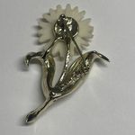 Vintage Signed Costume Brooch Pin Gold Tone / White Daisy Flower Sarah Coventry Photo 5