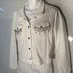 Savanna Jane White Corduroy Jacket with Silver Embellishments. Size Medium Photo 2
