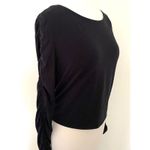 Athleta Black All Around Ruched Stretchy Long Sleeve Boat Neck Pullover Top Sz S Photo 3