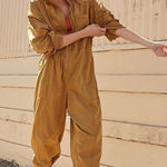 Free People FP Movement Ashani Jumpsuit Olive Yellow Gold Oversized One Piece Size Small Photo 0