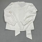 SheIn Blouse White S Bow Neck Puff Sleeve Top Womens Self Tie Bow Long Sleeves Photo 1