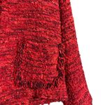 Chico's Jacket Red Boucle Textured Fringe Open Jacket Size 2 Photo 4