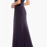 Mac Duggal Ieena For  Navy Blue Ruched One Shoulder Trumpet Gown Sz.2 NWT Photo 3