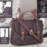 VALENCHI Brown Leather Floral Travel Bag for Women EUC Brown Photo 7