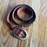 VTG Leatherock USA Brown Leather Studded Rhinestone Belt Rose Gold 31" Photo 4