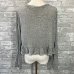 BB Dakota Gray Ruffled Vneck Sweater Photo 3