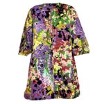 Elie Tahari  floral jacket‎ coat multicolor yellow purple snap front duster M C14 Photo 2