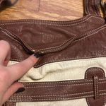 Boho Colorblock Brown Yellow White Faux Leather Pleather Shoulder Bag Purse Photo 5