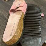 Eddie Bauer Leather Pink Sandal Adjustable Brass Hardware Cork & Rubber … Photo 4