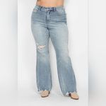 Judy Blue  Mid Rise Tummy Control Destroy Flare Denim Jean Size 14W Photo 2