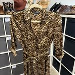 INC International Concepts Satin Leopard Maxi Shirt Dress 0 Petite Brown Photo 2