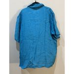 Flax Button Down Short Sleeve Tunic Shirt Blouse Size Medium Aqua Blue Photo 2