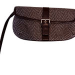 Banana Republic  Clutch Black Herringbone Wool Blend Leather‎ Trim Wristlet Bag Photo 0