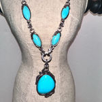 Western Coastal Festival Statement Cowgirl Necklace Earrings Silver Photo 1