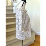 Jennifer Grace White Eyelet Purple Floral Print Puff Sleeve Milkmaid Blouse Size M Photo 1