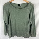 H by Bordeaux  Linen Green Blouse Size Large Photo 0