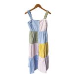 Aureum Hallie Poplin Pastel Color Block Tiered Midi Dress XS Blue Photo 1
