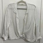 Wilfred Blouse Small White Linen Cover Up Tie Waist Country Club Lagenlook Photo 0