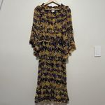 MISA Los Angeles Yanira Midi Puprple Yellow Floral Ruffle Dress Size XS Photo 6