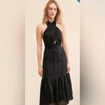 Little Lies Anthropologie Amelia Halter linen lined dress size large black Photo 1