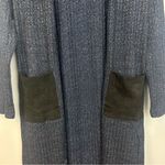 Yelete NWT Navy Blue/Black Metallic Open Front Long Lightweight Cardigan Small Photo 5