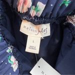 Maison Jules Size Large Navy Blue Floral Print Stretch Waistband Pleated Skirt Photo 8