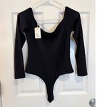 BRAND NEW‎ Black Bodysuit Long Sleeve Square Neck Modern Minimalist Style Medium Photo 3