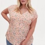 Torrid Peach Fit And Flare Challis Button Front Top Photo 0