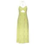 AFRM Radish Dress in Lime Green Snake Jacquard Midi Halter Front Cutout Slip NWT Photo 1
