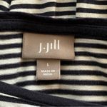 J.Jill Knit Top Large Blue White Striped Contrast Hem Long Sleeve Nautical Comfy Photo 5
