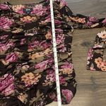Maeve  Black, Pink & Purple Floral Print Ruched Long Sleeve Top, Size Medium Photo 3