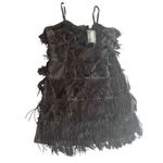 Vintage style Fringe Detail Cami Bodycon Dress size L Black Photo 5