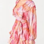Love Shack Fancy Moxie Mini Dress Watercolor Pink Silk Size 2 Photo 4