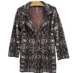 Free People  Black Aztec Geo Print Long Cozy Jacket Wool Alpaca Blend Size XS Photo 0