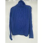 Inis Crafts Sweater Women Large Chunky Cable Knit Turtleneck Merino Wool Ireland Blue Photo 2