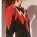 Vintage 80s Retro Angora Long Sleeve Midi Knit Sweater Dress Medium Black Photo 9